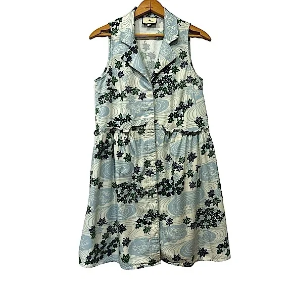 Tuckernuck Royal Shirtdress Coastal Preppy Province Breeze Floral Print Blue S - Picture 2 of 15
